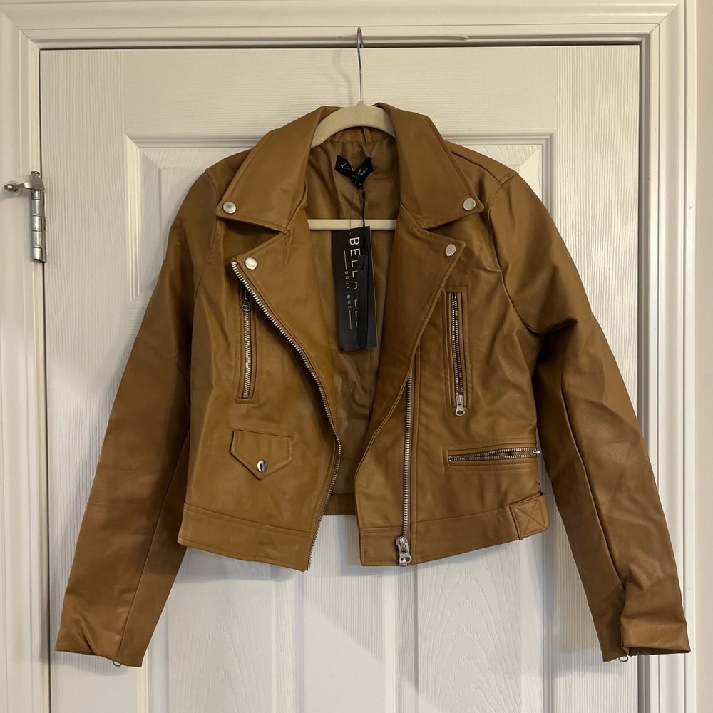 NWT Brown Faux Leather Jacket